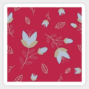 Folk Floral repeat pattern in viva magenta Sticker